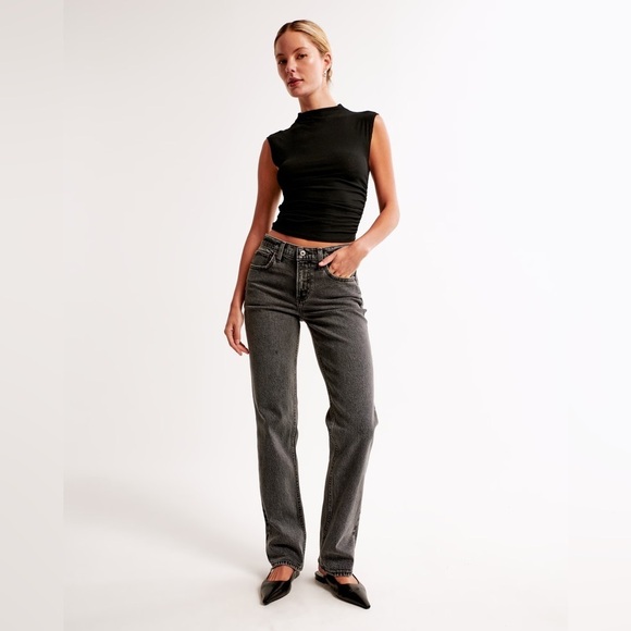 Abercrombie & Fitch Mid Rise Straight Jean, Dark Gray, Size 26/2L - Picture 2 of 10